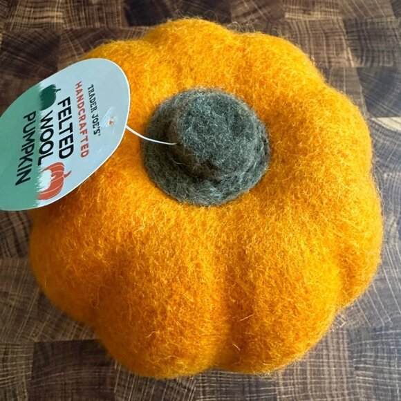 NWT Trader Joe’s Handcrafted Felted Wool Orange Pumpkin NEW Fall 2025 - Picture 1 of 5